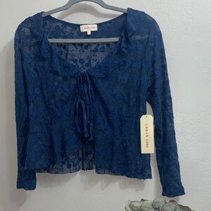 Urban Girl -Large / Y2K vibe Blue Lace Top